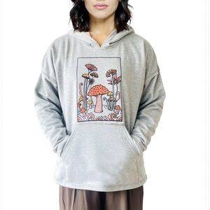 New Yak Yeti grey Hoodie with 🍄Mushroom sweatshirt ladies S/M L/XL boho